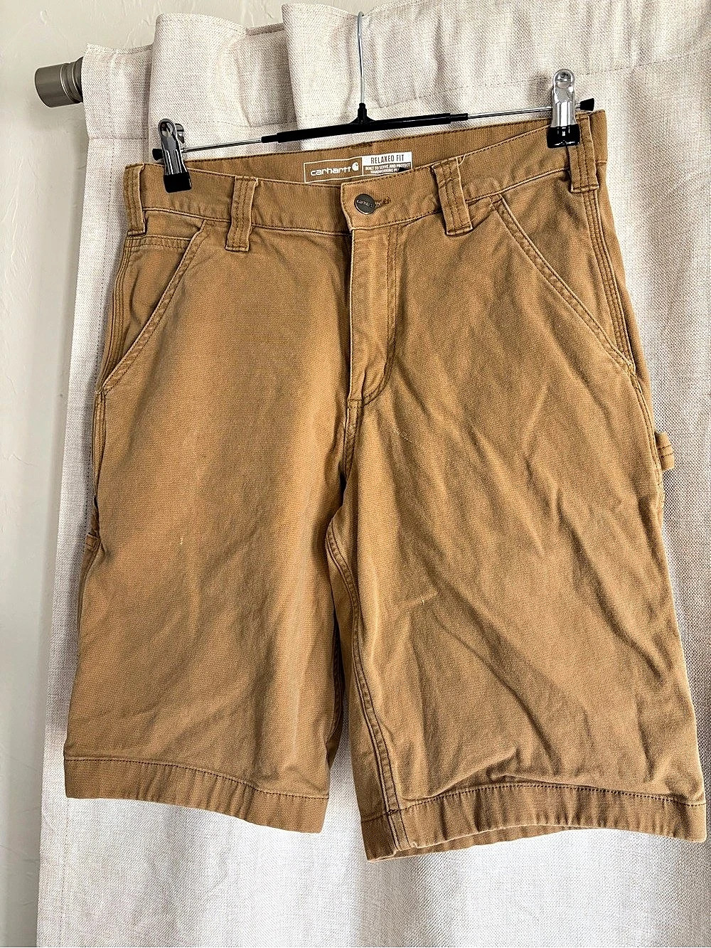 Carhartt Rugged Flex Relaxed Fit Canvas Utility Work Short Shorts Brown Waist 30
